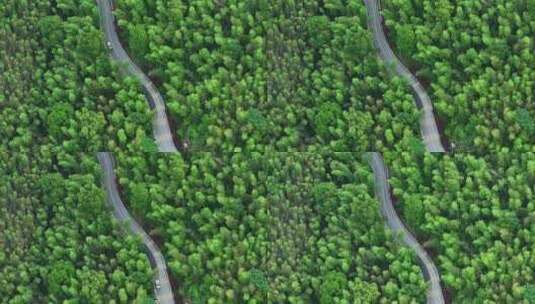 航拍汽车行驶在盘山公路高清在线视频素材下载