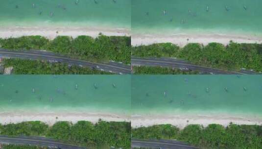 海南琼海高视角航拍椰子树环岛公路高清在线视频素材下载