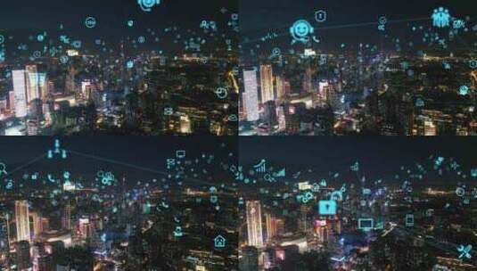 4K-智能互联城市天际线03高清在线视频素材下载