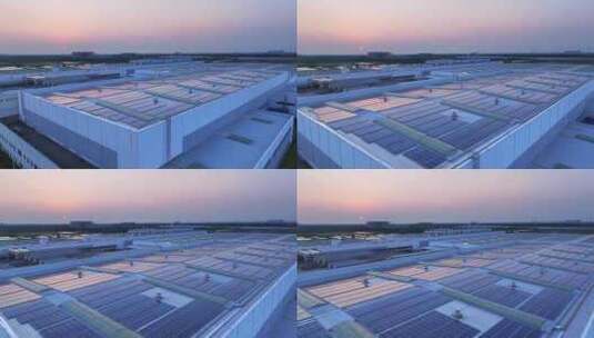 工厂屋顶光伏太阳能发电站高清在线视频素材下载