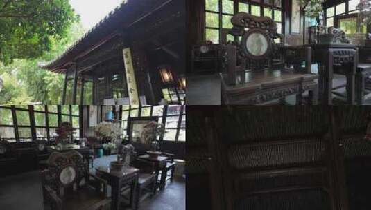 中式古董家具家私桌椅古代房间内部场景高清在线视频素材下载