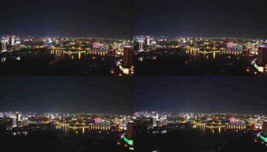 航拍浙江金华五百滩公园夜景高清在线视频素材下载