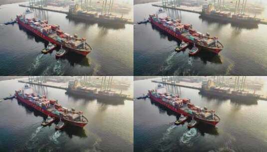 游轮码头港口集装箱货轮高清在线视频素材下载