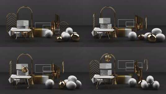 最小场景与讲台和抽象背景。金色和柔和的彩高清在线视频素材下载