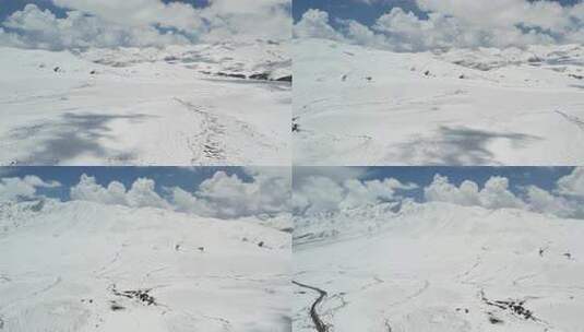 青海拉脊山蓝天白云雪山航拍视频高清在线视频素材下载