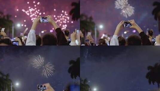 香港跨年夜人头蹿动街景高清在线视频素材下载