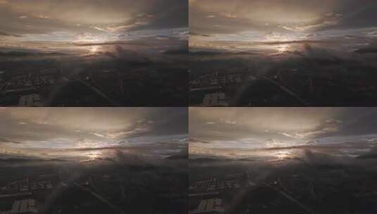 城市日出云海俯瞰景象高清在线视频素材下载
