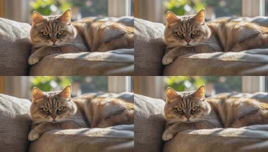 慵懒午后阳光下猫咪的惬意生活高清在线视频素材下载