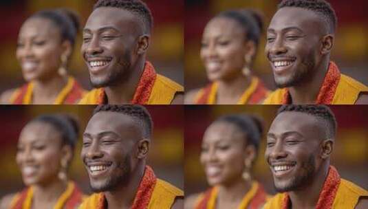 非洲传统服饰人物微笑特写高清在线视频素材下载