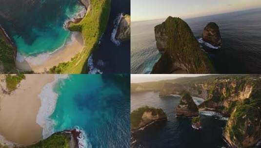 FPV穿越机无人机航拍大海海浪冲击海滩沙滩高清在线视频素材下载