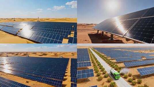 沙漠中的太阳能光伏板高清在线视频素材下载