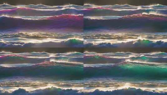 彩色海浪动态画面素材高清在线视频素材下载