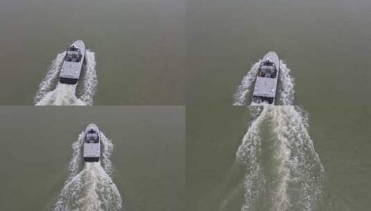 航拍海上行驶的快艇高清在线视频素材下载