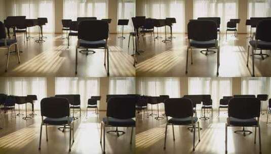 室内摆放钢琴和椅子的空间高清在线视频素材下载