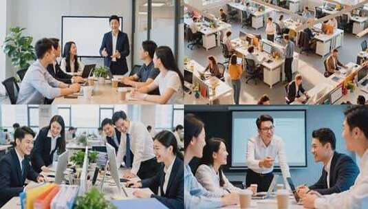 白领团队会议室开会场景高清在线视频素材下载