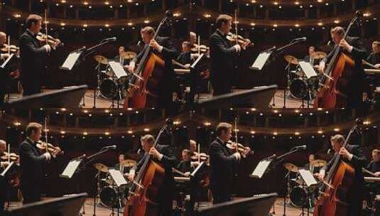 乐团在音乐厅演奏弦乐高清在线视频素材下载