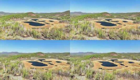 内蒙古达尔滨湖火山熔岩台地湿地水泡高清在线视频素材下载
