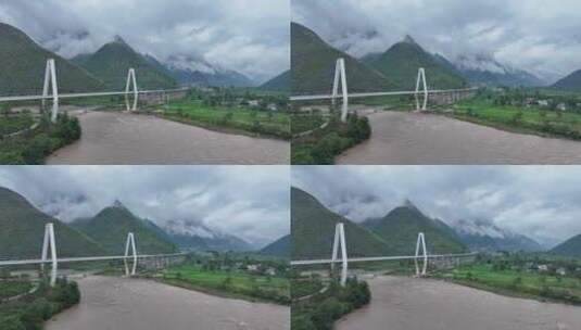 云南怒江大桥航拍高清在线视频素材下载