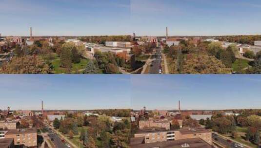 无人机镜头下的秋季小镇高清在线视频素材下载