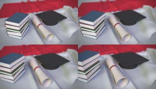 印度尼西亚国旗毕业帽和文凭高清在线视频素材下载
