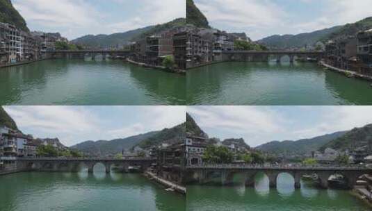 4K航拍贵州镇远古镇5A景区舞阳河两岸高清在线视频素材下载