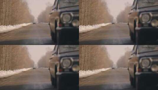 冬季汽车在道路上行驶高清在线视频素材下载