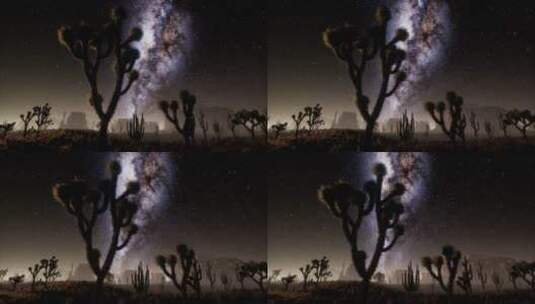 沙漠月光下的银河系恒星延时拍摄高清在线视频素材下载