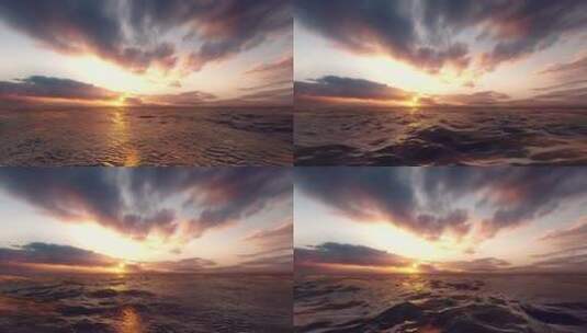 航拍美丽的海洋日落高清在线视频素材下载