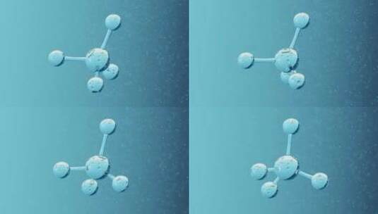 蓝色的微观分子 3D渲染高清在线视频素材下载