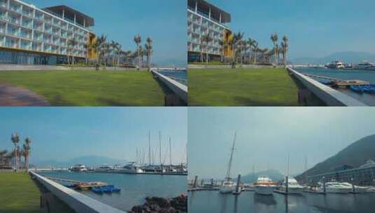 深圳南澳浪骑游艇汇海景酒店平拍高清在线视频素材下载
