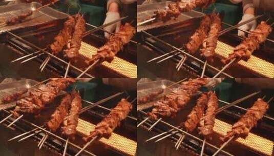 夜市小吃烤羊肉高清在线视频素材下载