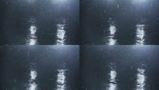 晚上的暴雨慢镜头高清在线视频素材下载