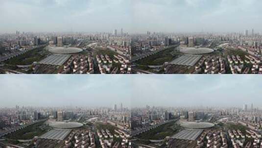 疫情下的上海南站空无一人航拍4K高清在线视频素材下载