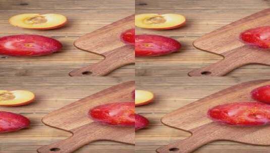 新鲜水果李子红布李4k竖版滑轨平移高清在线视频素材下载
