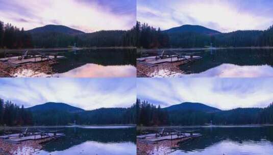 日落时分的山上湖水高清在线视频素材下载