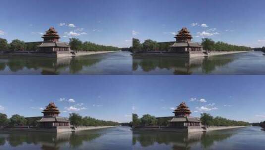 北京故宫角楼与护城河高清在线视频素材下载