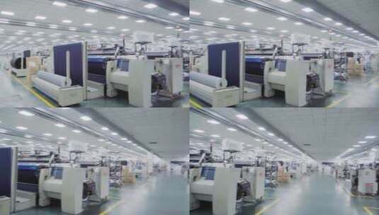 织布厂现代化生产车间全自动织布机高清在线视频素材下载