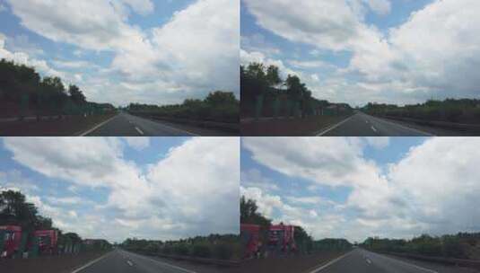 高速行驶在高速公路上的汽车驾驶第一视角高清在线视频素材下载