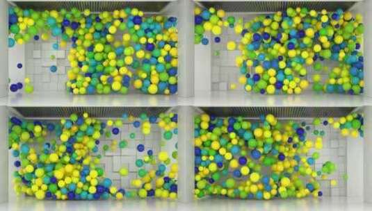 黄绿蓝三色小球有限空间裸眼4D动态视频高清在线视频素材下载