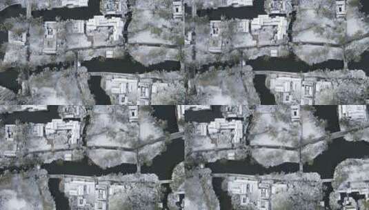 航拍济南大明湖古建筑雪顶高清在线视频素材下载