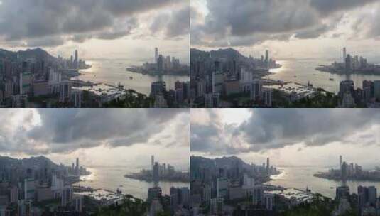 阴天的香港景城海港高清在线视频素材下载
