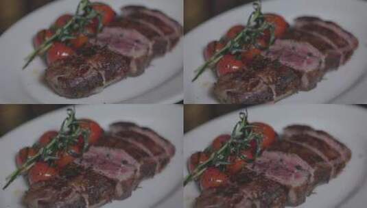美式高级餐厅厨师澳洲牛排制作高清在线视频素材下载