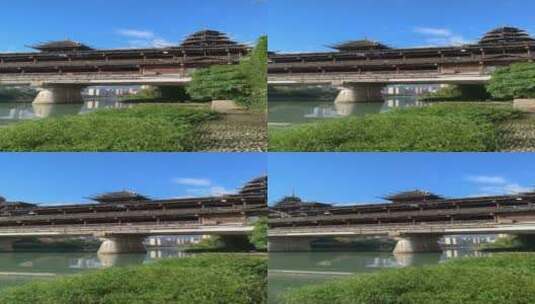 左移拍摄湖北省恩施州宣恩县侗族风雨桥高清在线视频素材下载