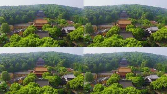 杭州西湖十景南屏晚钟净慈寺院航拍高清在线视频素材下载