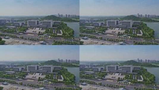 航拍绍兴市政府建筑全景高清在线视频素材下载