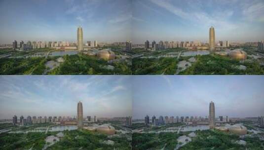 4K郑州CBD玉米楼延时摄影高清在线视频素材下载