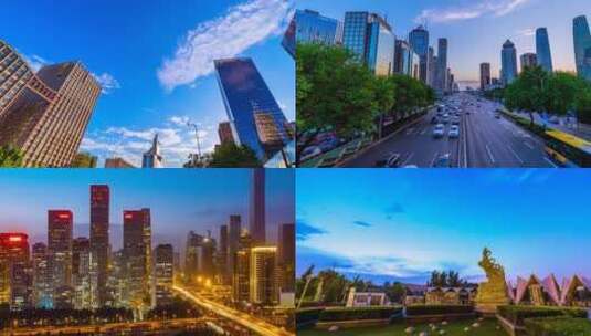 城市交通夜景延时北京高清在线视频素材下载