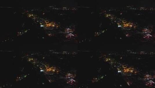 航拍湖南岳阳城市夜景高清在线视频素材下载