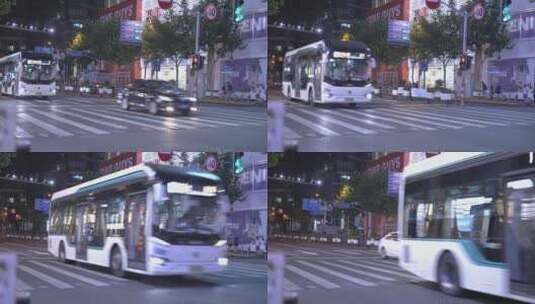 南京路步行街人流车流夜景8K实拍高清在线视频素材下载