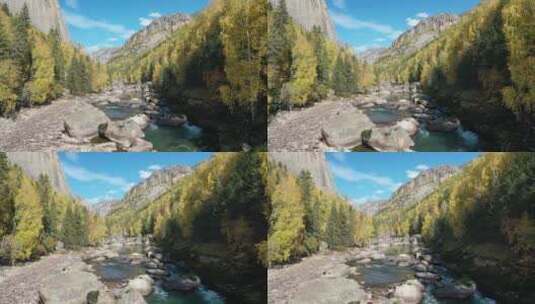 新疆富蕴县可可托海额尔齐斯大峡谷溪流高清在线视频素材下载